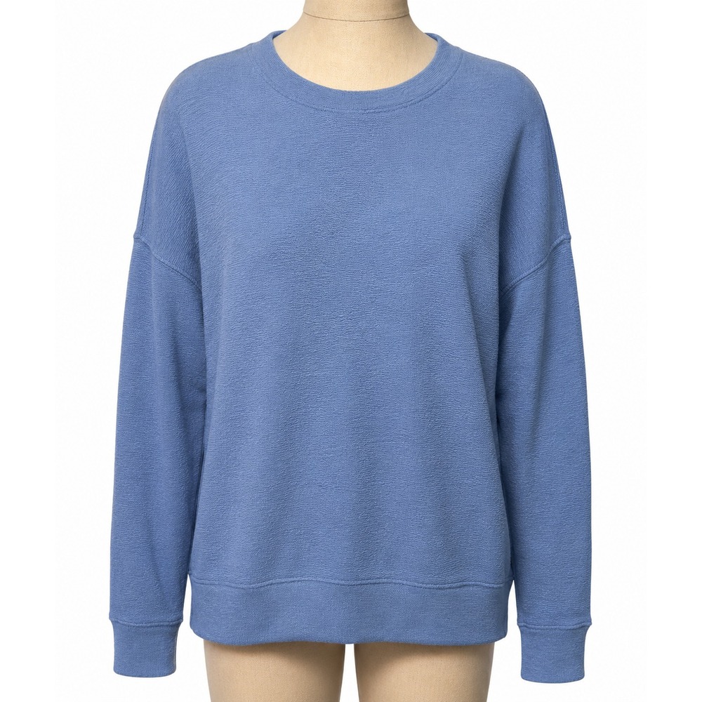 Aerie Blue Textured Sweatshirt Size S/P Oversized Cozy Relaxed Crewneck Pullover